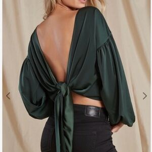 Lani the Label •XS• tie back top• Dark Emerald• NWT